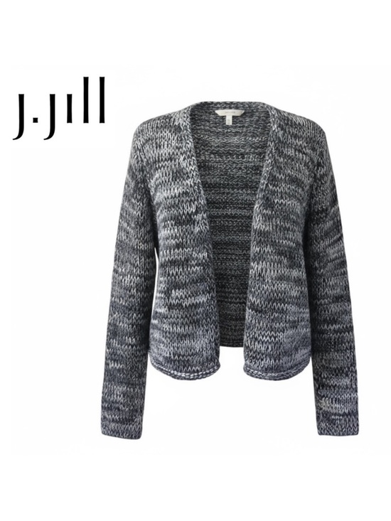 J. Jill Chunky Marled Blue Cotton Open Front Cardigan Sweater Women Size Small - Picture 16 of 16